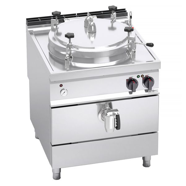 Elektro Druck Kochkessel - 100 Liter - 16 kW - Indirekte Beheizung - mit Wasserzulauf & Ablasshahn