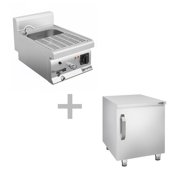 Elektro Nudelkocher mit Wasserhahn - 18 Liter - 4,5 kW - inkl. Unterbau mit 1 Tür