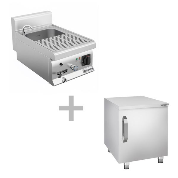 Elektro Nudelkocher mit Wasserhahn - 26 Liter - 6 kW - inkl. Unterbau mit 1 Tür