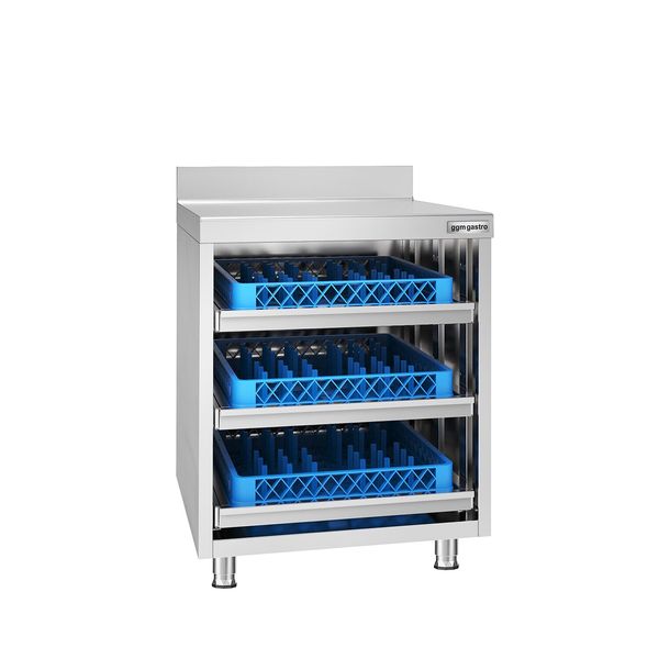 Arbeitsschrank - Edelstahl - 647x600mm - mit 3 Schubladen für Geschirrkörbe