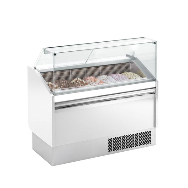 Eistheke LEVI - 1310mm - Statisch - für 7+7x 5 Liter Eisbehälter - Weiß