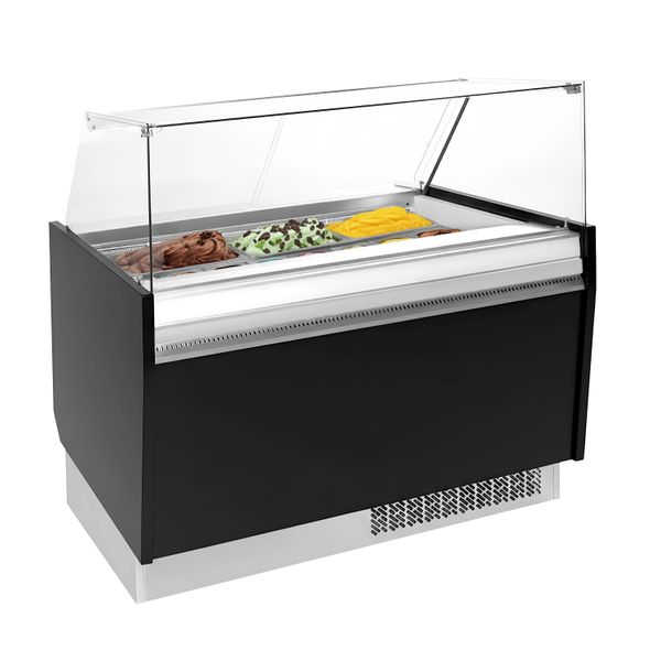 Eistheke LIAM - 1310mm - Statisch - für 10+10x 5 Liter Eisbehälter - Schwarz