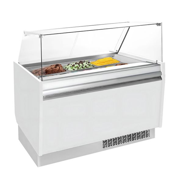 Eistheke LIAM - 1310mm - Statisch - für 10+10x 5 Liter Eisbehälter - Weiß