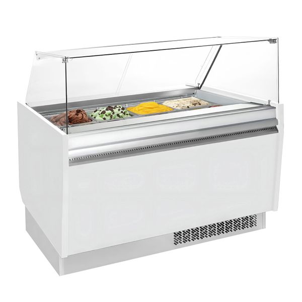Eistheke LIAM - 1560mm - Statisch - für 13+13x 5 Liter Eisbehälter - Weiß
