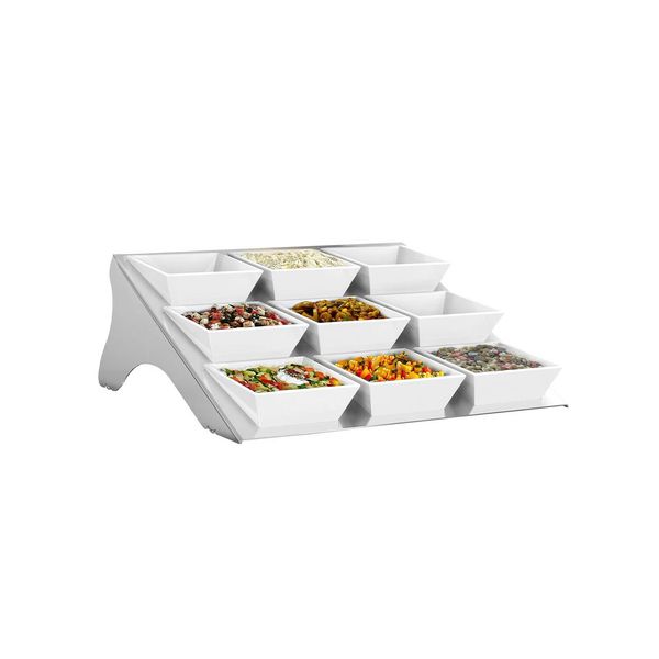 Etagerie / Buffetständer - Chrom - inkl. 9 Melaminschalen - eckig