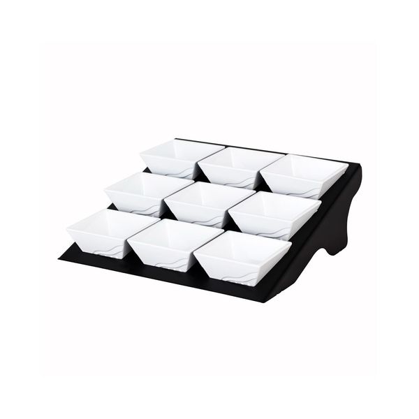 Etagerie / Buffetständer - Schwarz - inkl. 9 Melaminschalen - eckig