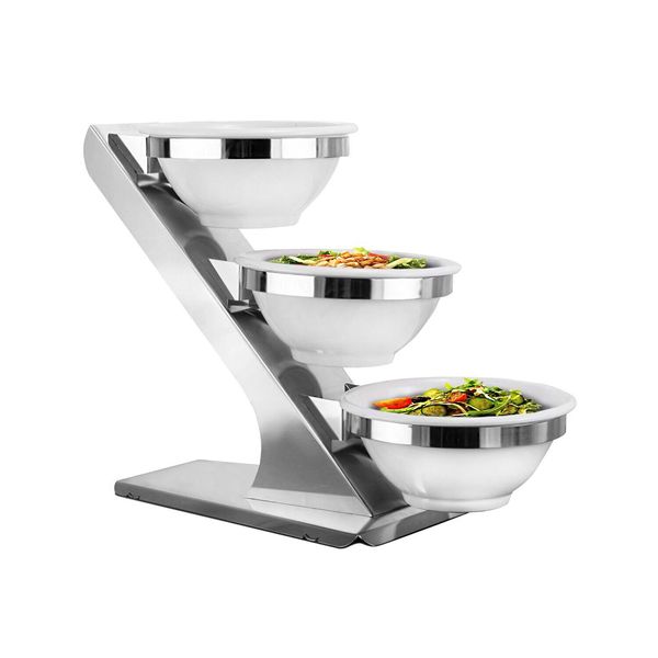 Etagère / Buffetständer - Chrom - inkl. 3 Melaminschalen Ø 260mm