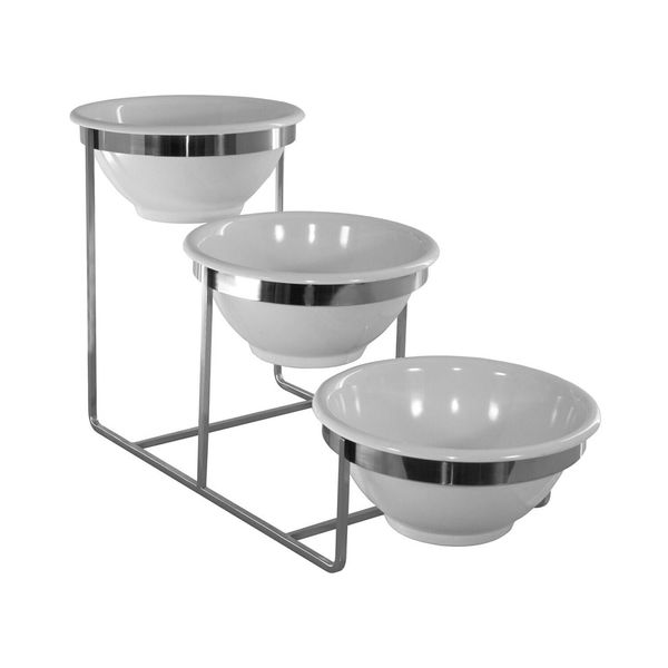 Etagerie / Buffetständer - Chrom - inkl. 3 Melaminschalen - rund
