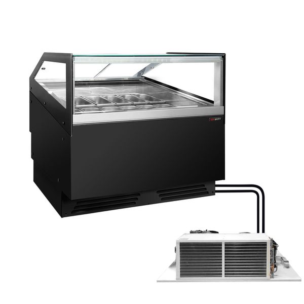 Eistheke ADAM - 1200mm - Umluft - für 12x 5 Liter oder 8x 7 Liter Eisbehälter - Schwarz