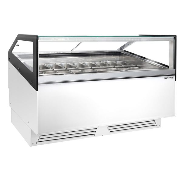 Eistheke ADAM - 1700mm - Umluft - für 18x 5 Liter oder 12x 7 Liter Eisbehälter - Weiß