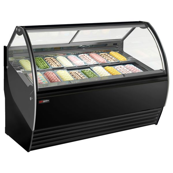 Eistheke THEO - 1736mm - Umluft - für 18x 5 Liter Eisbehälter - Schwarz