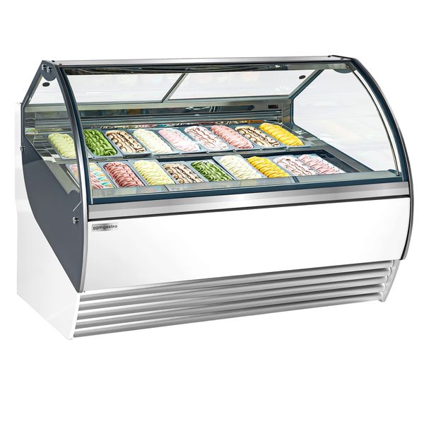 Eistheke NOLAN - 1730mm - Umluft - für 18x 5 Liter Eisbehälter - Weiß