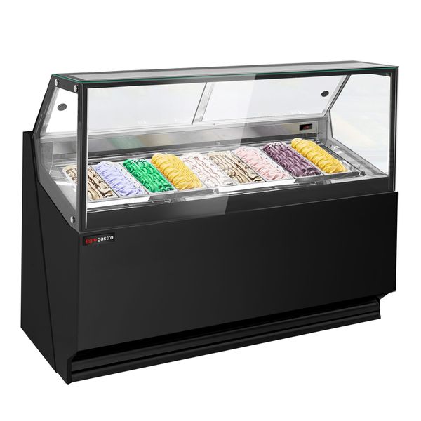 Eistheke THEO - 1771mm - Umluft - für 9x 5 Liter Eisbehälter - Schwarz