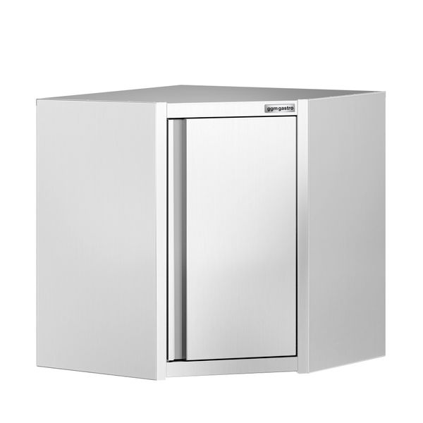 Edelstahl Eck-Wandhängeschrank - 700x700mm - mit Flügeltür - Höhe: 650mm