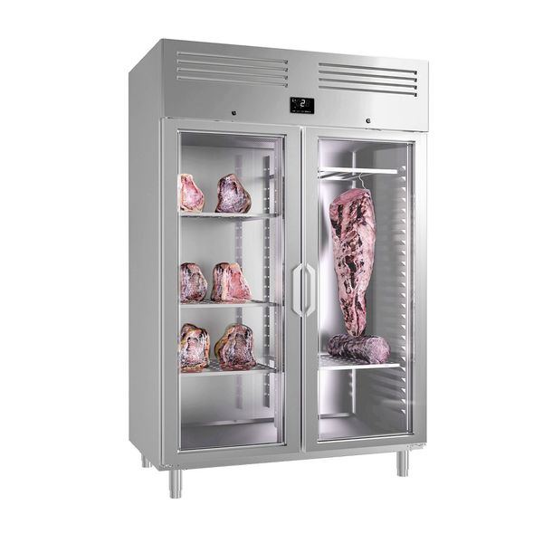Dry Aging Fleischreifeschrank - 1300mm - 2 Glastüren - Edelstahl