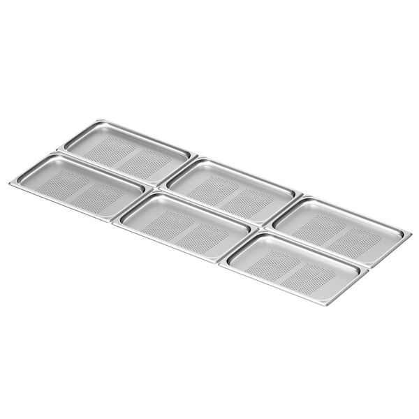 (6 Stück) Edelstahl-Behälter GN 1/1 - gelocht - Höhe: 20mm