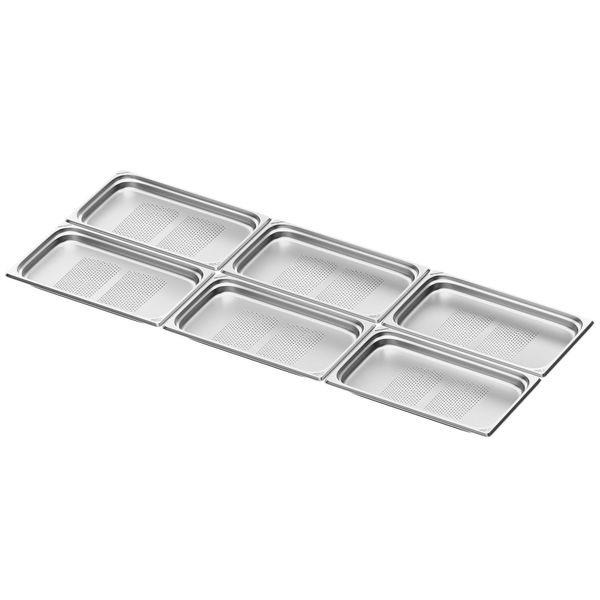 (6 Stück) Edelstahl-Behälter GN 1/1 - gelocht - Höhe: 40mm