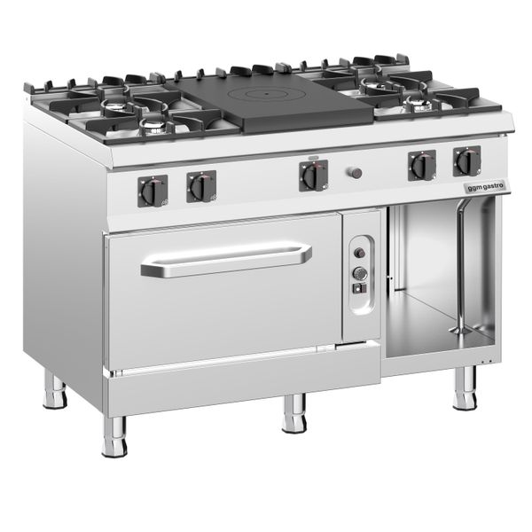 Glühplatte & Gasherd - 39,5 kW - 5 Brenner - inkl. Gasbackofen Statisch - 6 kW