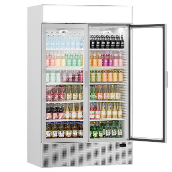 Getränkekühlschrank - 1200 Liter - rahmenloses Design - mit 2 Glastüren & Werbedisplay