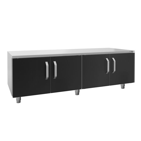 Edelstahl Unterbau - 1600mm - 4 Türen - Schwarz