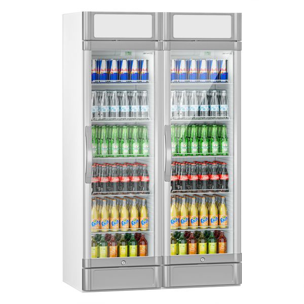 (2 Stück) Getränkekühlschrank - 690 Liter - mit 2 Glastüren & Werbedisplay