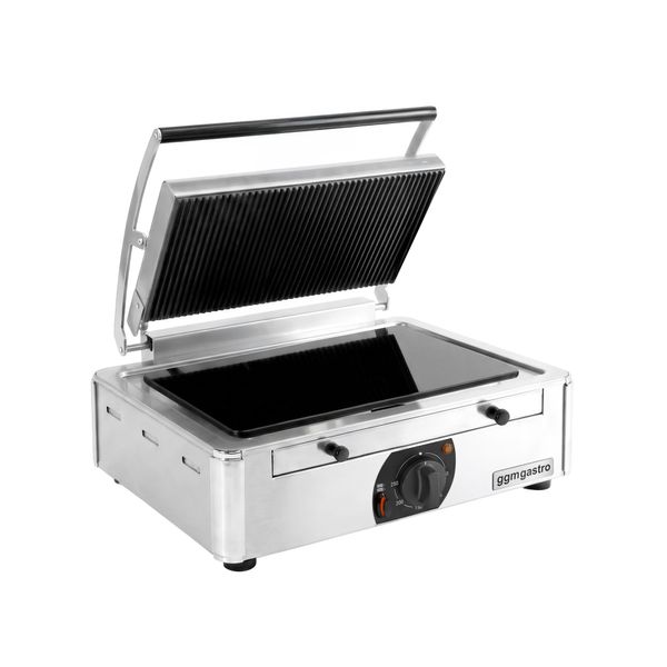 Glaskeramik-Kontaktgrill - 3 kW - unten Glatt & oben Gerillt - Grillfläche: 345x220mm