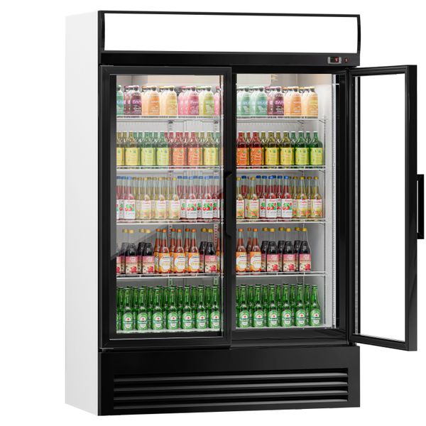 Getränkekühlschrank - 880 Liter - mit 2 Glastüren & Werbedisplay