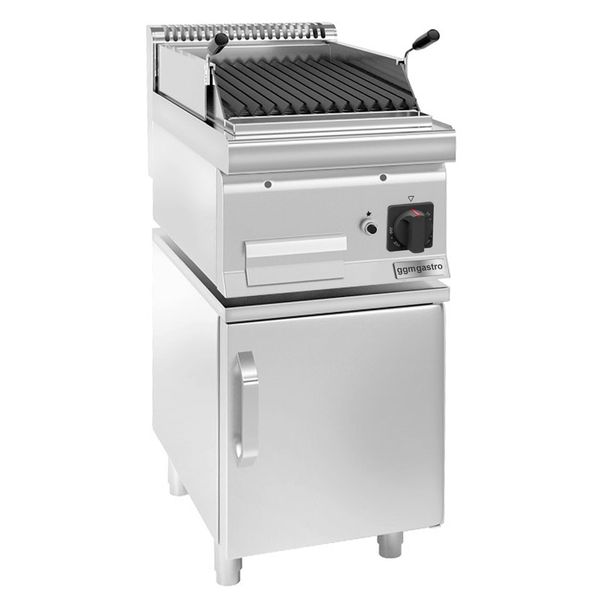 Gas Lavasteingrill - 7 kW - Grillrost neigbar - inkl. Unterbau mit 1 Tür