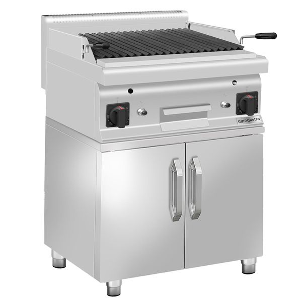 Gas Lavasteingrill - 10,6 kW - Grillrost neigbar - inkl. Unterbau mit 2 Türen