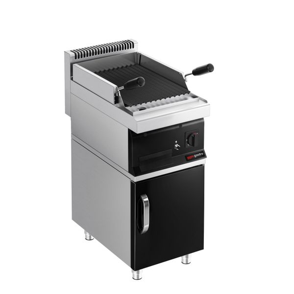 Gas Lavasteingrill - 7 kW - Grillrost neigbar - inkl. Unterbau mit 1 Tür