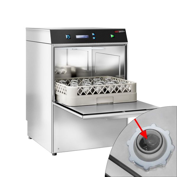 Doppelwandige Gläserspülmaschine - Digital - 2,97 kW - inkl. Entkalker - mit Reiniger- & Klarspülerpumpe