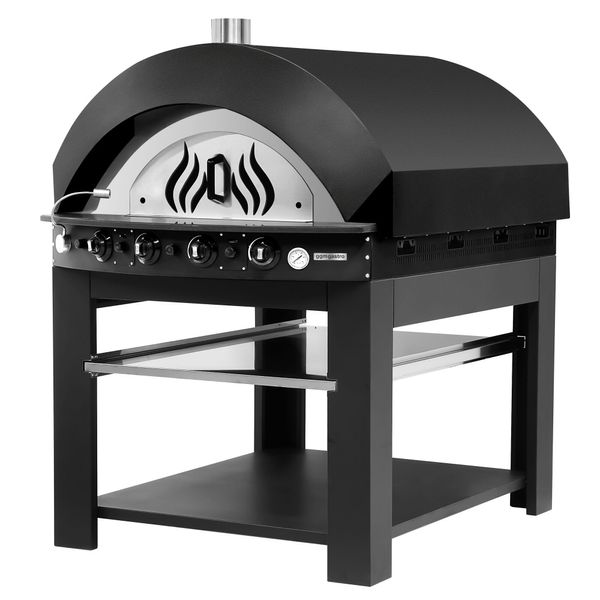 Gas Pizzaofen - 9x 25cm - Manuell - Schwarz - inkl. Untergestell