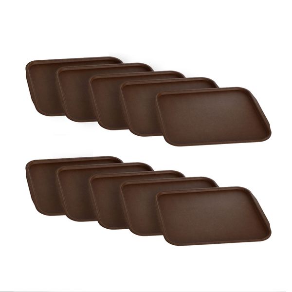 (10 Stück) Serviertablett - ABS Kunststoff - 440x320mm - Braun
