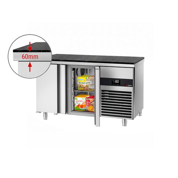 Tiefkühltisch PREMIUM - 1400x700mm - mit 2 Türen - inkl. Granitarbeitsplatte