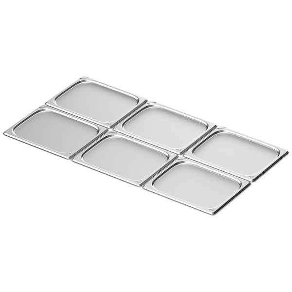 (6 Stück) Edelstahl-Tablett GN 1/2 - 10mm