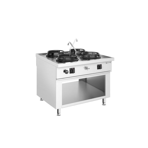 Gas Wok-Herd Insel - 60 kW - 4 Brenner - inkl. 2 Wasserhähnen
