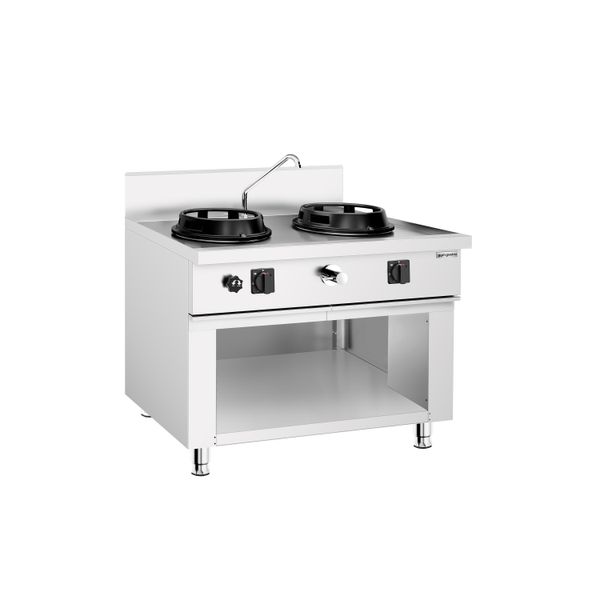 Gas Wok-Herd - 30 kW - 2 Brenner - inkl. 1 Wasserhahn