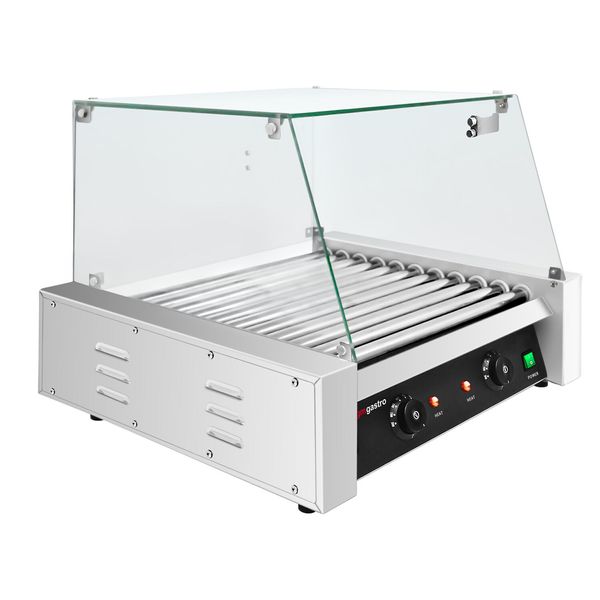 Würstchengrill / Hot Dog Grill - mit 11 Rollen & Glasaufsatz