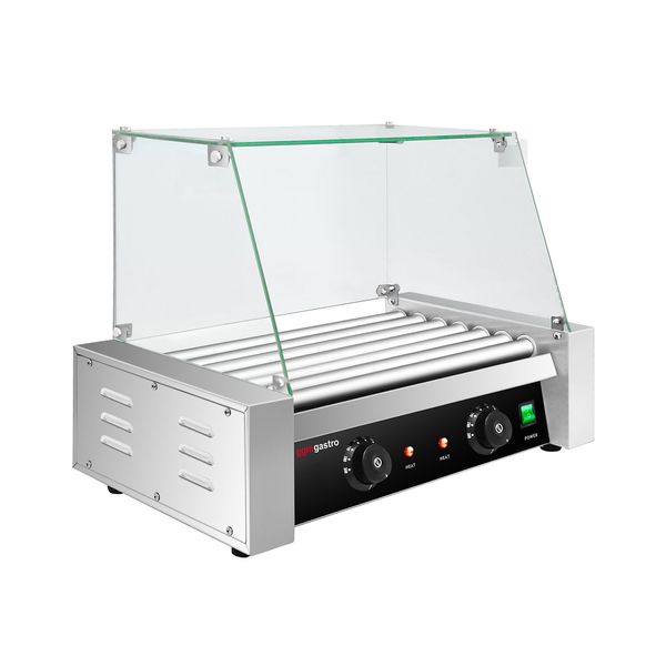 Würstchengrill / Hot Dog Grill - mit 7 Rollen & Glasaufsatz