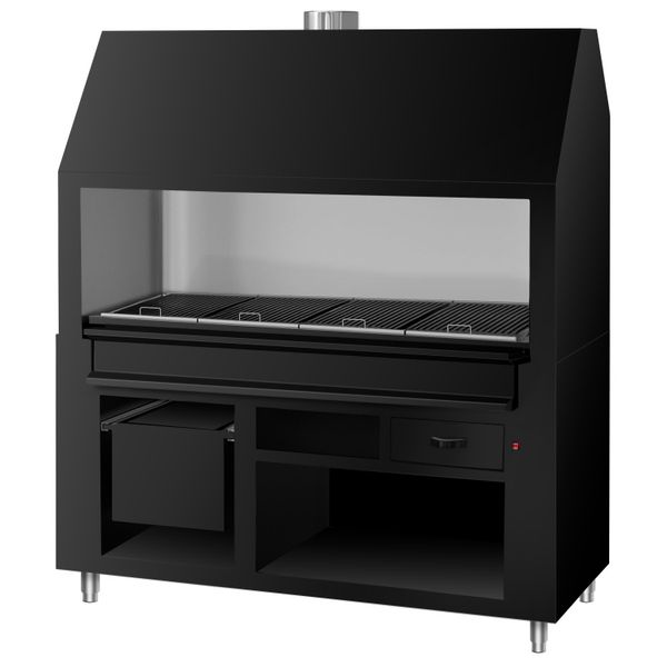 Holzkohlegrill BERLIN - 1760mm - Schwarz