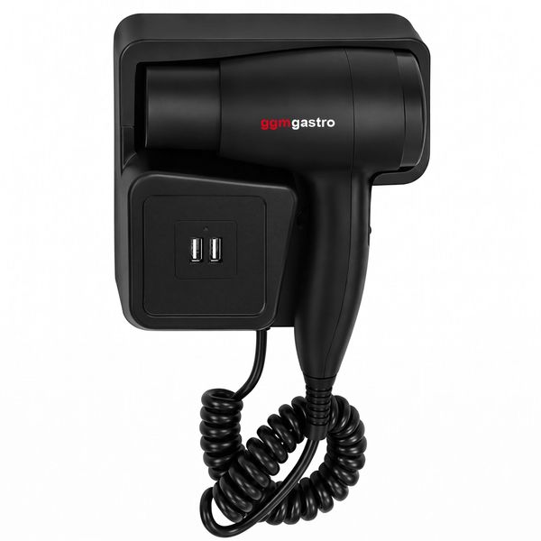 Haartrockner mit Wandhalterung - Warm- & Kaltluft - 2 USB-Anschlüsse - 1,3 kW