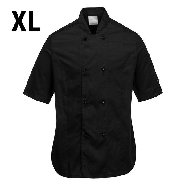 (5 pièces) Veste de cuisine femme à manches courtes - Noir - Taille : XL