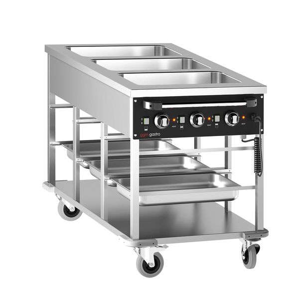Bain-Marie Thermowagen - 3 x GN 1/1 - Beckentemperatur getrennt regelbar