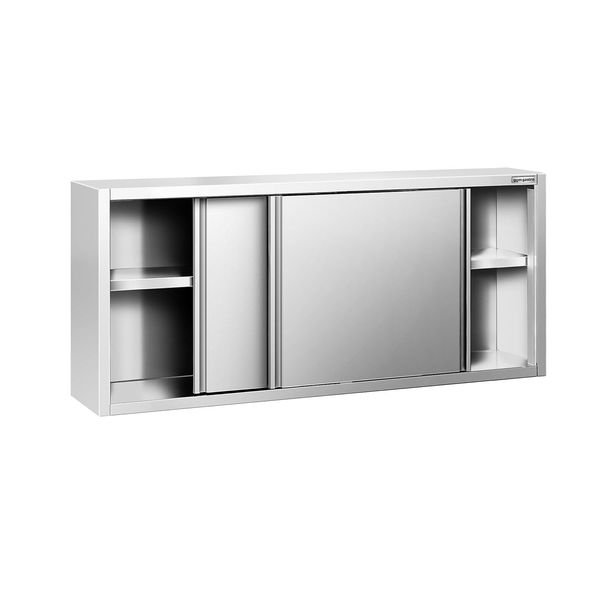 Edelstahl Wandhängeschrank PREMIUM - 1800x400mm - mit Schiebetür - 800mm hoch