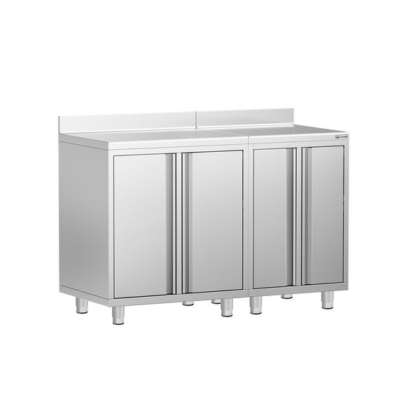 Arbeitsschrank - für Kaffeemaschine - 1400x600mm - mit 4 Flügeltüren & Aufkantung