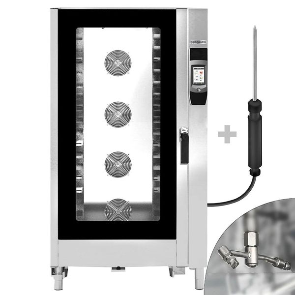 Kombidämpfer - Touch - 40x GN 1/1 oder 20x GN 2/1 - inkl. Waschsystem, Temperaturfühler & Tablettwagen