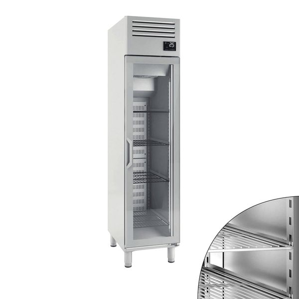 Kühlschrank Edelstahl Premium PLUS - GN 1/1 - 325 Liter - mit 1 Glastür