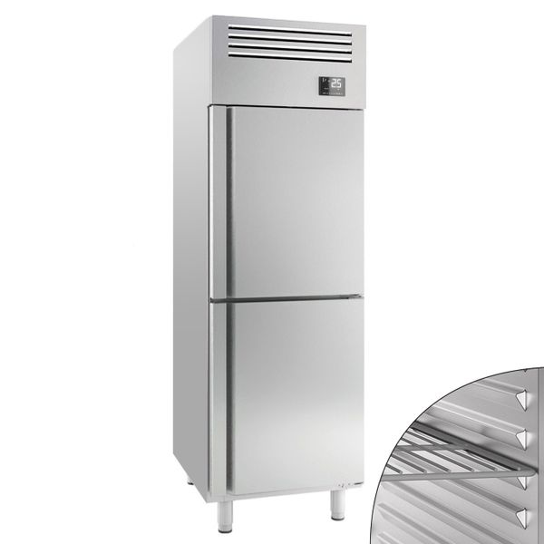 Kühlschrank Edelstahl Premium PLUS - GN 2/1 - 560 Liter - mit 2 Halbtüren