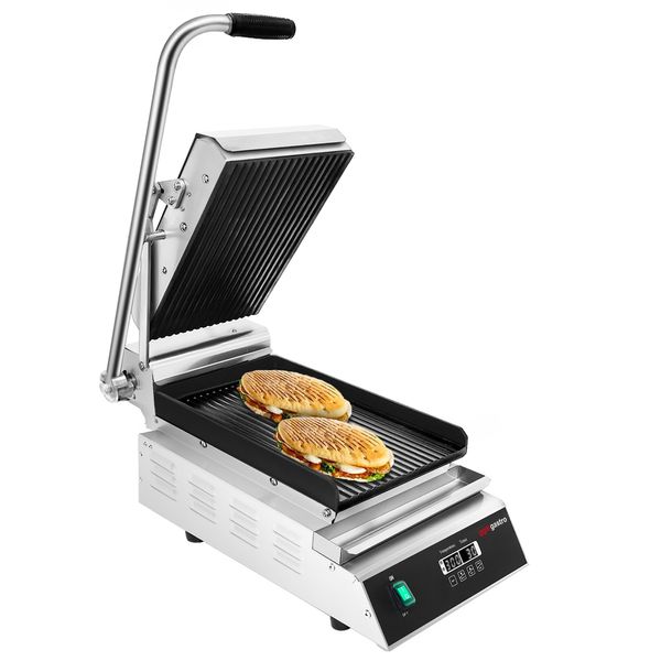 Kontaktgrill / Hamburger Grill - 2,8 kW - Digital - oben & unten Gerillt - Grillfläche: 223x380mm