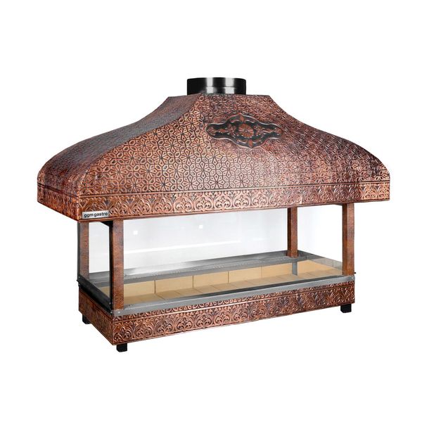 Holzkohle Kupfergrill - 1200mm - mit Glas